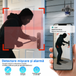 Cameră de supraveghere WiFi cu 3 lentile, 9MP și monitorizare panoramică, detecție umană AI, urmărire automată, vedere nocturnă Full Color, audio bidirecțional și MicroSD 256GB - imagine 5