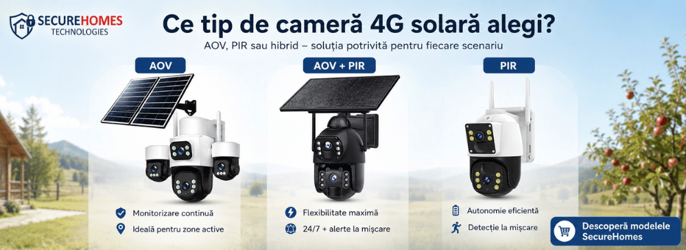 camere 4G solare cu PIR și AOV
