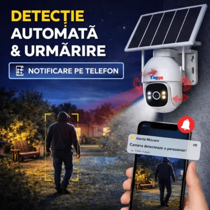 Camera de Supraveghere Solara Exterior 4G Cartela SIM 3 MP, 12X zoom, Full HD, Panou Solar 10W Rezistenta La Apa IP 66-3