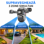 Camera de supraveghere 4G 4K 12MP Crocodil AOV cu panou solar, 4 lentile, zoom optic 10x, comunicare bidirectionala, senzor detectie PIR, viziune nocturna, rezistenta la apa - imagine 3