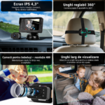 Monitor Auto pentru Bebeluși Podofo 6.86 INCH, IPS, Cameră cu Vedere Nocturnă, Conexiune cu Fir - imagine 5