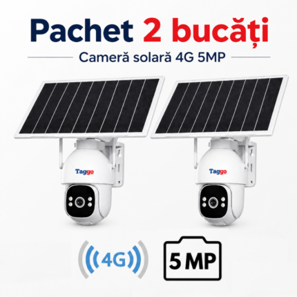 Pachet 2 Buc Camera TAGGO Pro S30, 4G eSIM, AOV, Viziune Full Color Noaptea