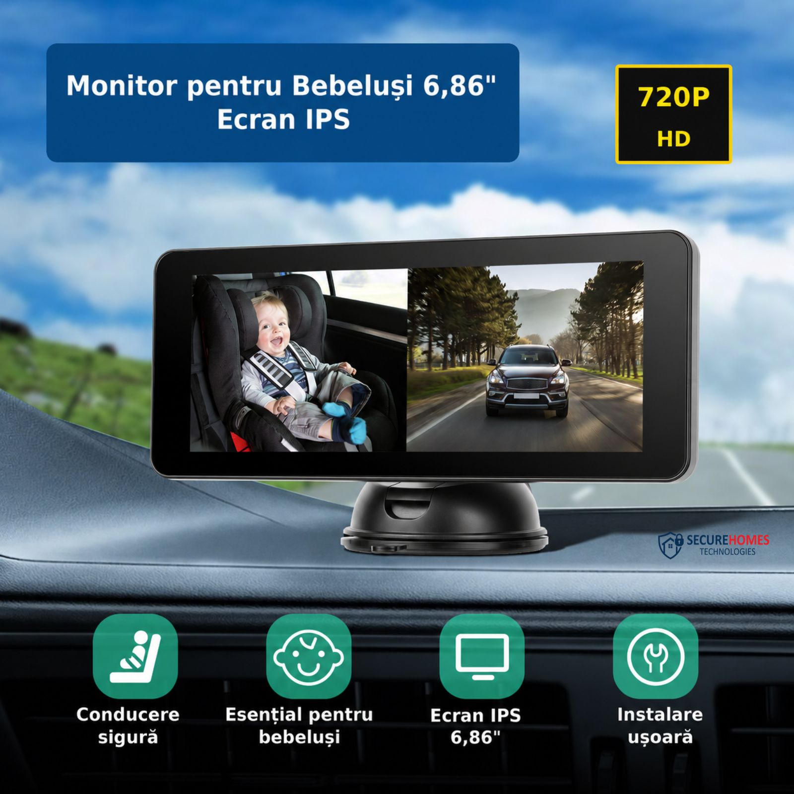 Monitor Auto pentru Bebeluși Podofo 6 inch(1) 