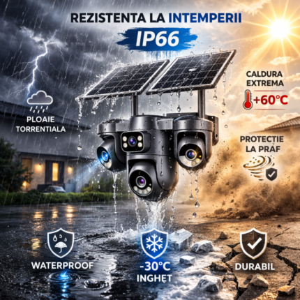 Camera de supraveghere 4G Taggo rezistentă la intemperii, cu protecție IP66