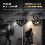 Comparație între vederea nocturnă IR și vederea color cu LED-uri albe la camera Taggo 4G