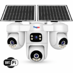 Cameră de supraveghere WiFi Taggo 16MP cu panou solar dublu și 4 lentile