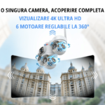 Camera WiFi solară Taggo 16MP cu 4 lentile – acoperire completă a curții