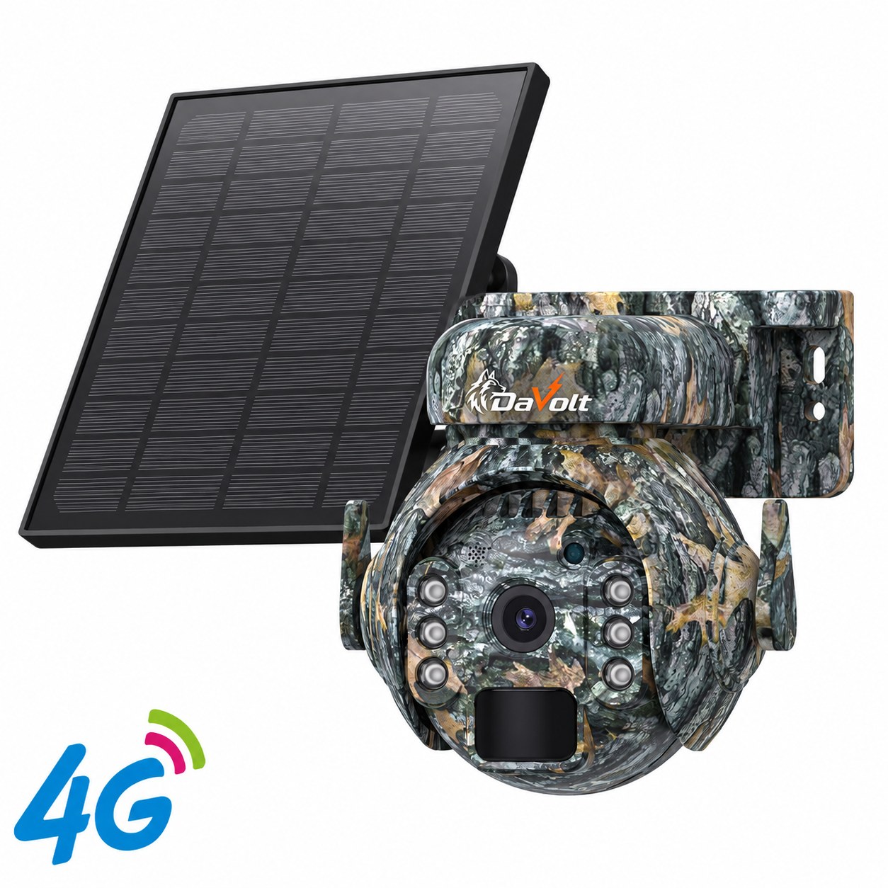 DaVolt Vexa S1 – cameră 4G solară PTZ DaVolt Vexa S1, cameră 4G solară PTZ cu carcasă camuflaj și panou solar
