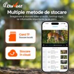 Stocare pe card microSD și în cloud, cu înregistrările afișate în aplicația DaVolt Vexa S1