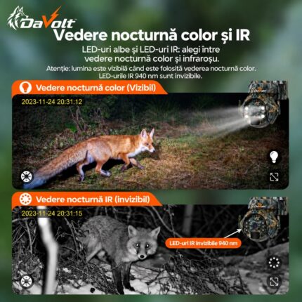Vedere nocturnă color cu lumină vizibilă și vedere nocturnă IR cu LED-uri invizibile 940 nm la DaVolt Vexa S1