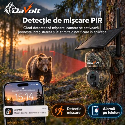 Detecție de mișcare PIR la DaVolt Vexa S2, cu alarmă pe telefon