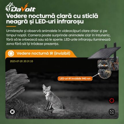 Vedere nocturnă IR cu LED-uri invizibile 940 nm și sticlă neagră la DaVolt Vexa S2