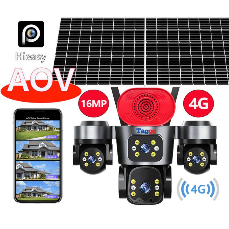 Camera solară Taggo Pro Q70 cu conexiune 4G, funcție AOV și aplicația HiEasy pe telefon