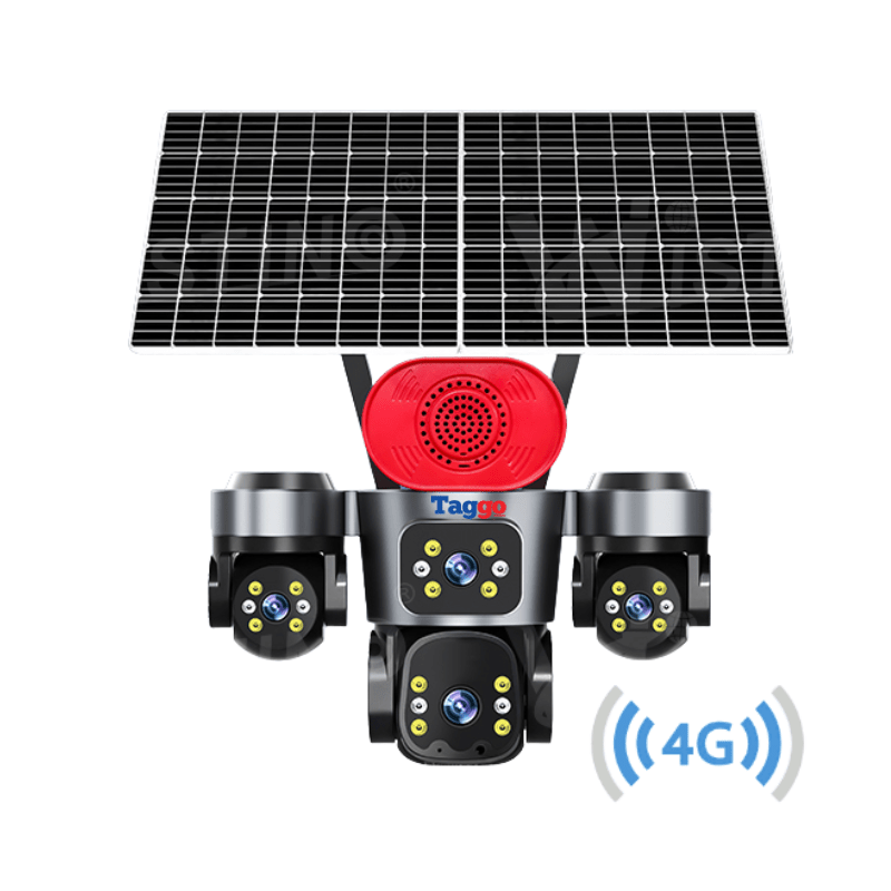 Camera de supraveghere 4G Taggo Pro Q70 cu 4 lentile și panou solar dublu