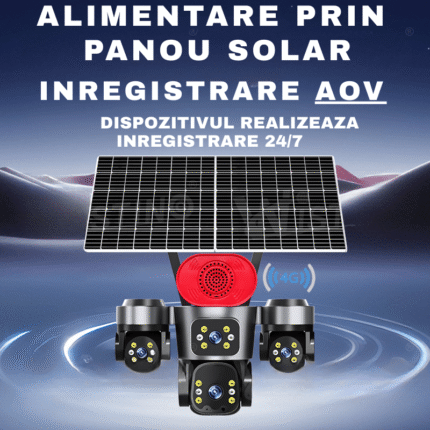 Camera Taggo Pro Q70 alimentată de panou solar dublu, cu înregistrare AOV 24/7
